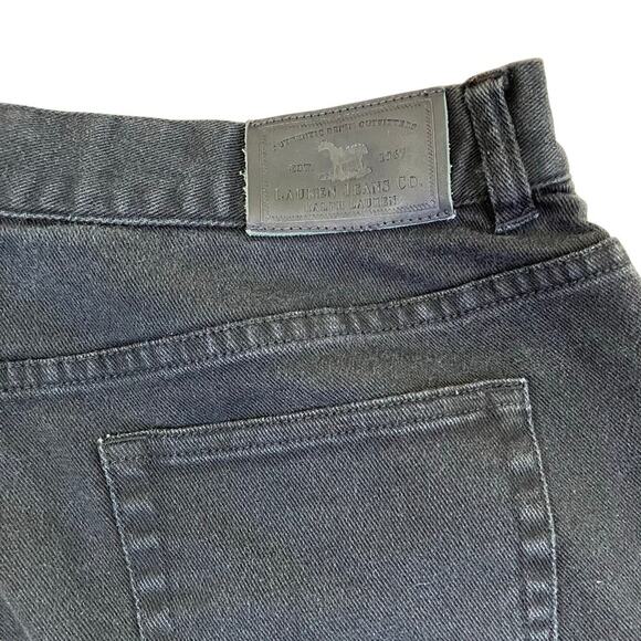 Lauren Ralph Lauren Sz 14 Aztec Beaded Black Pants Jeans Cotton Bootcut Relaxed - Picture 14 of 16